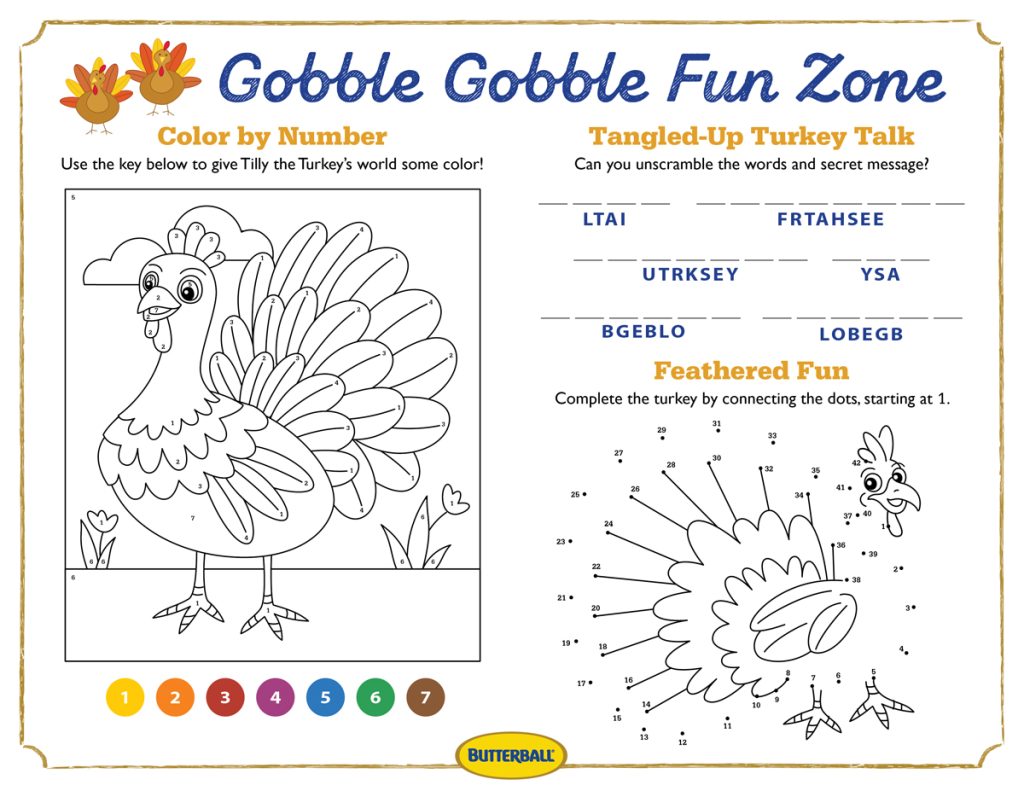 Gobble Gobble Fun Zone Activity Sheet (Printable)