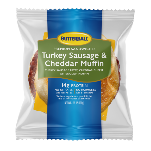 Turkey Sausage & Cheddar Cheese on Muffin