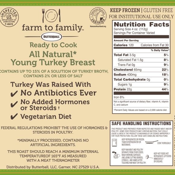All Natural* 15% Netted Turkey Breast Roast, Raised without Antibiotics