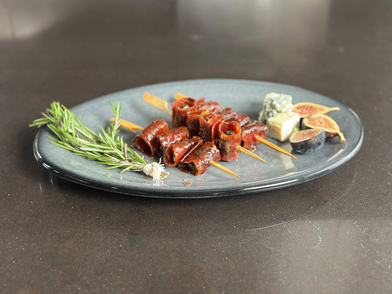 Gorgonzola Stuffed Figs Wrapped in Candied Turkey Bacon