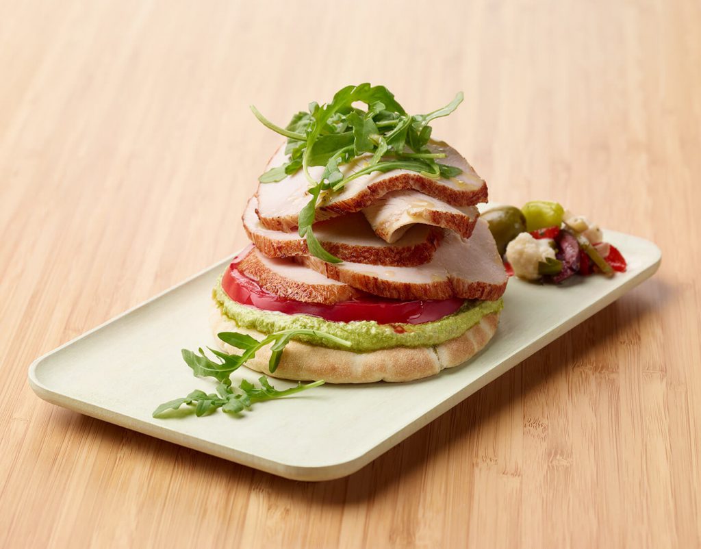 Open-Faced Turkey Pita Sandwich