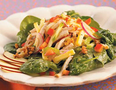 Spinach Salad with Smoked Turkey and Green Apple Vinaigrette